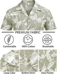 COOFANDY Men Hawaiian Floral Shirts Loose Fit Tropical Holiday Linen Beach Shirts