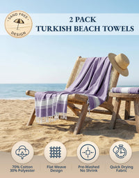 LANE LINEN Large Pool Towels, XL Beach Towel 2 Pack, Pre-Washed, No Shrink, Quick Dry Oversized Beach Towels, Stylish Beach Towel for Women, Sand Free Towel, 39"x71" - Regal Orchid