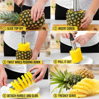 Zulay Kitchen Stainless Steel Pineapple Corer & Slicer – Heavy Duty Pineapple Cutter & Eye Removal Tool – Effortless Core Remover Tool with Sharp Reinforced Blade & Ergonomic Handle - Black