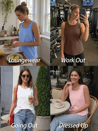 AUTOMET Womens Square Neck Tank Tops Loose Fit 2026 Summer Tops Clothes Fashion Black L
