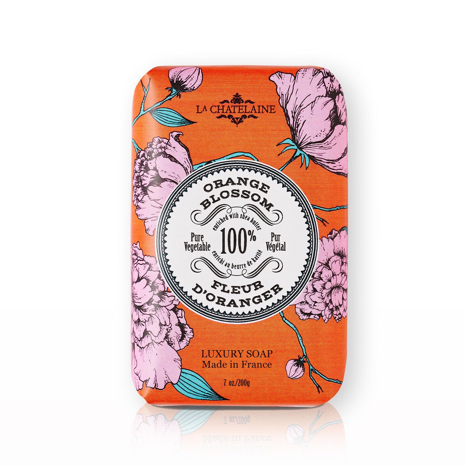 La Chatelaine Luxury Bar Soap | Natural Shea Formula (Orange Blossom, 7 oz)