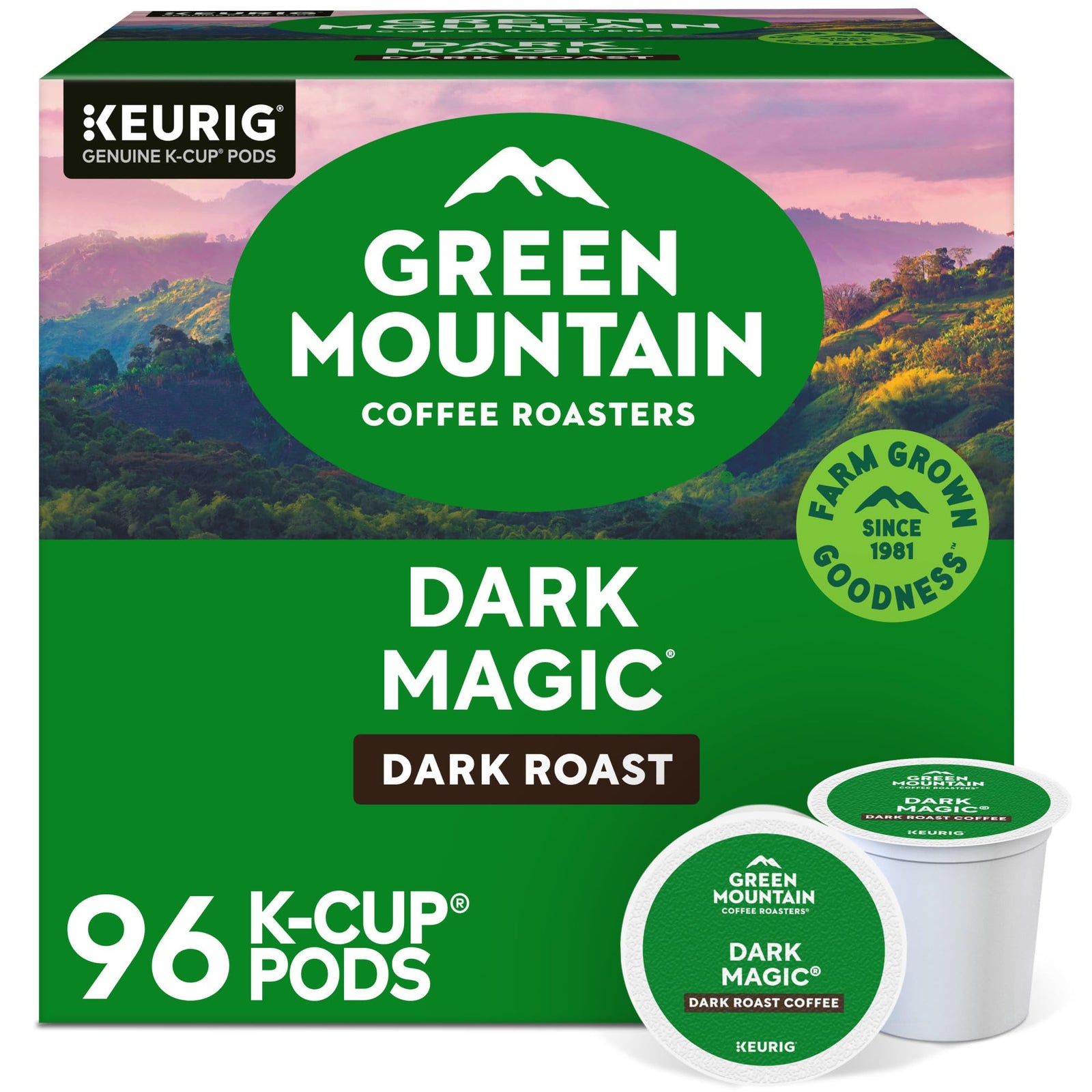 Green Mountain Coffee Roasters Dark Magic, Single-Serve Keurig K-Cup Pods, Dark Roast Coffee Pods, 96 Count