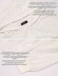 Avidlove Pullover Crop Top Hoodie Mesh T Shirts for Women Sexy Netted Crop Top White M