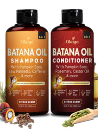 Okaga Batana Oil Shampoo & Conditioner Bundle, Citrus Shower Set, 10.15 oz