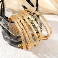 IFKM Gold Bangles Bracelets for Women 14k Gold Plated Multi Layer Stackable Cuff Bracelet Set