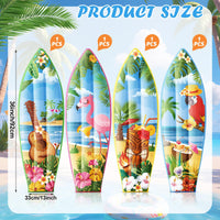 JellyArch 4 Pcs Hawaiian Inflatable Surfboard Tropical Flamingos Hawaiian Luau Party Decorations Blow up Pool Floats Surfboard Prop Wall Decor Palm Tree Summer Tiki Bar Pool Beach Party Decorations