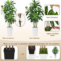 6FT Artificial Dracaena Tree, Fake Tree Indoor with White Tall Planter,Tall Artificial Plants Indoor,Artificial Silk Tree for Home Office Decor (White)