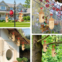 Hummingbird House, Small Hummingbird Houses for Outside, Wooden Bird House with Bow, String, Cute Gardening Gifts Home Decoration