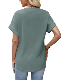 Sampeel Shirts for Women Trendy Summer Tops Spring Outfits Western Fashion Clothing Beach Vacation Clothes St Patricks Day Shirt Seagrass Green L