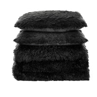 Plush Shaggy Comforter Set Ultra Soft Luxurious Faux Fur Decorative Fluffy Crystal Velvet Bedding with 2 Shams, King, Black