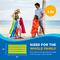 Kaufman - Soft Oversized Beach Towels in Bulk | 29" x 58" Velour Striped Towel | Absorbent, Quick-Drying | 100% Cotton Thick Towels (4 Pack)