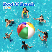 4E's Novelty Beach Balls [3 Pack] 20" Inflatable Beach Balls for Kids - Pool Games Toys for Kids & Toddlers, Classic Rainbow Color, Easter Outdoor Yard Games