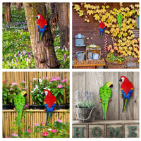 Jetec Parrot Decor Outdoor Tiki Bar Decor Large Realistic Parrot Statues Outside Lifelike Bird Sculptures Garden Patio Yard Lawn Figurines for Tropical Animal Tree Wall(2 Pcs,Green, Red)