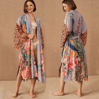 NFASHIONSO Women's Fashion Geometry Print Cover ups Tunic Kimono Cardigan Shawl