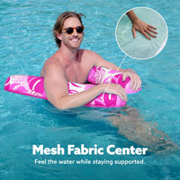 SLOOSH Hammock Pool Floats Adults, 4-in-1 Multi-Purpose Inflatable Pool Floaties PVC Water Hammock Lounge (Tropical Leaves-Pink)