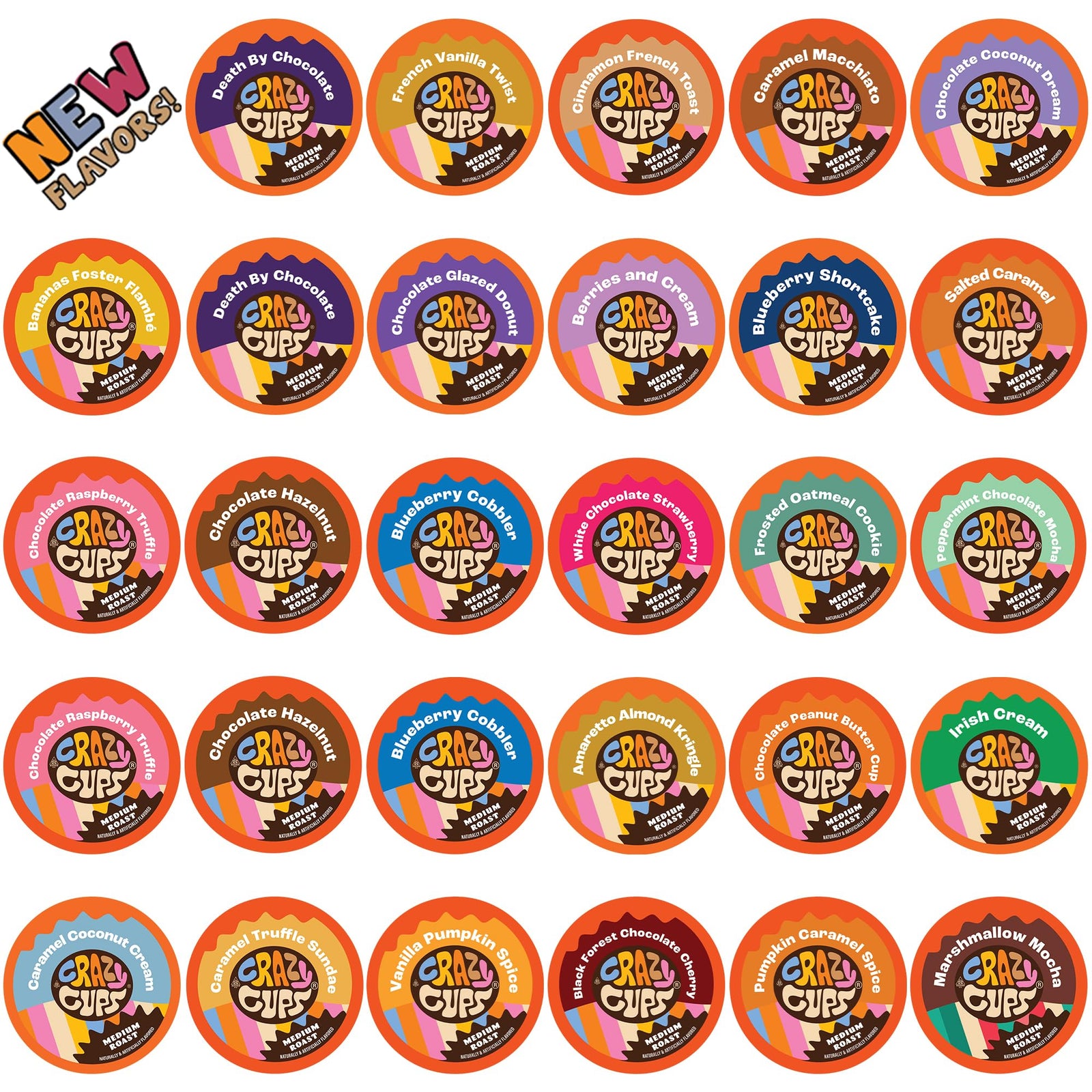 Crazy Cups Flavored Coffee in Single Serve Coffee Pods - Flavor Coffee Variety Pack for Keurig K Cups Machine from Crazy Cups, 30 Count