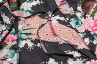Kimono Palace Women Lightweight Robe Kimono Soft Bathrobe Bridal Party, Black Large