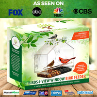 Nature Anywhere Window Bird Feeder - Weather Proof Transparent Acrylic Bird Feeders for Outdoors - Enhanced Suction Grip, Bird Watching for Cats, Easy-to-Clean, Outdoor Birdhouse Feeder (1 Unit)