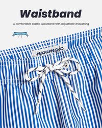 maamgic Mens Swim Trunks Quick Dry Swim Shorts with Mesh Lining Funny Swimwear Bathing Suits 7inch Blue Striped Medium