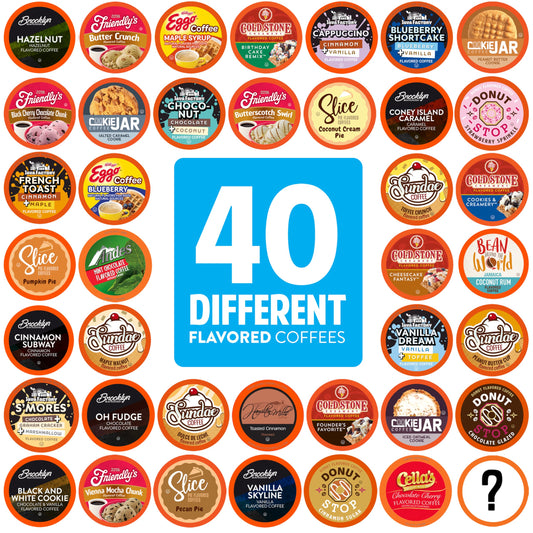 Two Rivers Coffee Flavored Coffee Pods Compatible with Keurig K Cup Brewers, Assorted Variety Pack Flavored Coffee, 40 Count