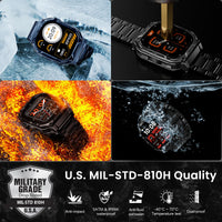 AMAZTIM Smart Watch with GPS – Rugged Outdoor Fitness Watch, 170+ Sports Modes, 5 ATM & IP69K, 15 Days Battery, 1.96" AMOLED, Bluetooth Call, for Android & iOS (Includes Silicone & Steel Bands)