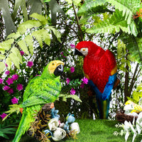 Jetec Parrot Decor Outdoor Tiki Bar Decor Large Realistic Parrot Statues Outside Lifelike Bird Sculptures Garden Patio Yard Lawn Figurines for Tropical Animal Tree Wall(2 Pcs,Green, Red)