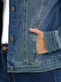 Wrangler Authentics Women's Stretch Denim Jacket, Blue, Large