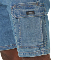 Wrangler Authentics mens Classic Stretch Cargo Shorts, Medium Tint Denim, 36 US