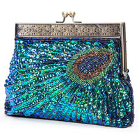 UBORSE Beaded Sequin Peacock Evening Clutch Bags Vintage Evening Bag1920s Party Wedding Purse