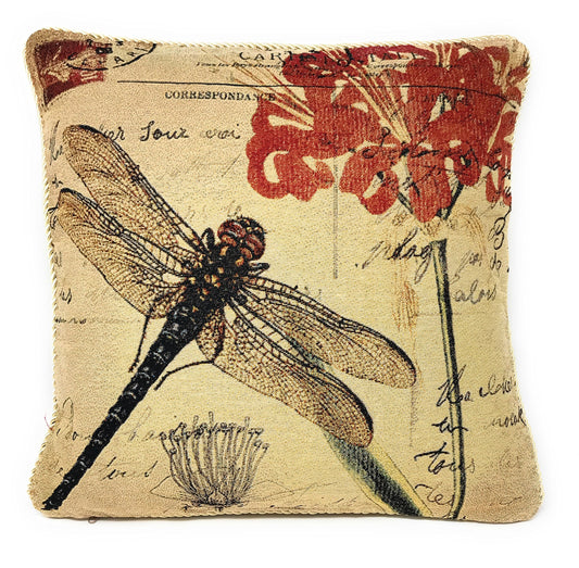 Tache 1 Piece 18 x 18 inch Square Exotic European Vintage Fly High Dragonfly Decorative Cushion Pillow Throw Cover